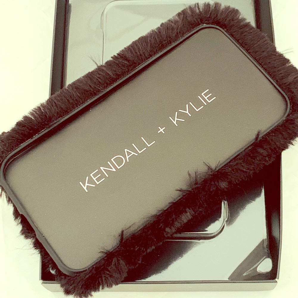iPhone X black furry phone case